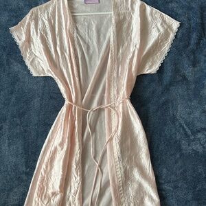 Michaels Blush Lace Trim Robe
